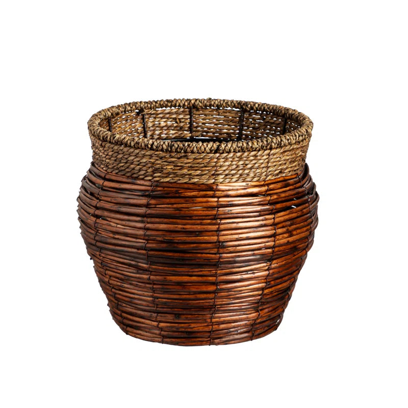 Aalam Reed Woven Nested round Planters, 3 Pieces