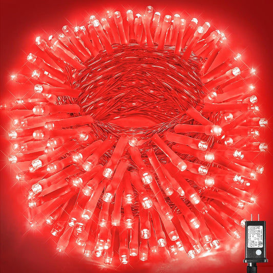 300 LED Red Halloween Lights, 99Ft Halloween String Lights 8 Modes Clear Wire, Connectable Waterproof Plug in Red Christmas Lights for Bedroom Indoor Outdoor Halloween Christmas Decorations