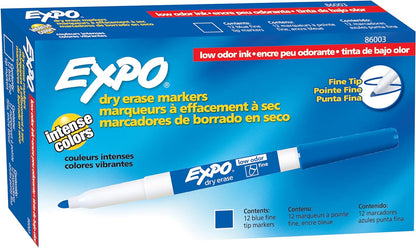Low Odor Dry Erase Markers, Fine Tip, Black 4 Count