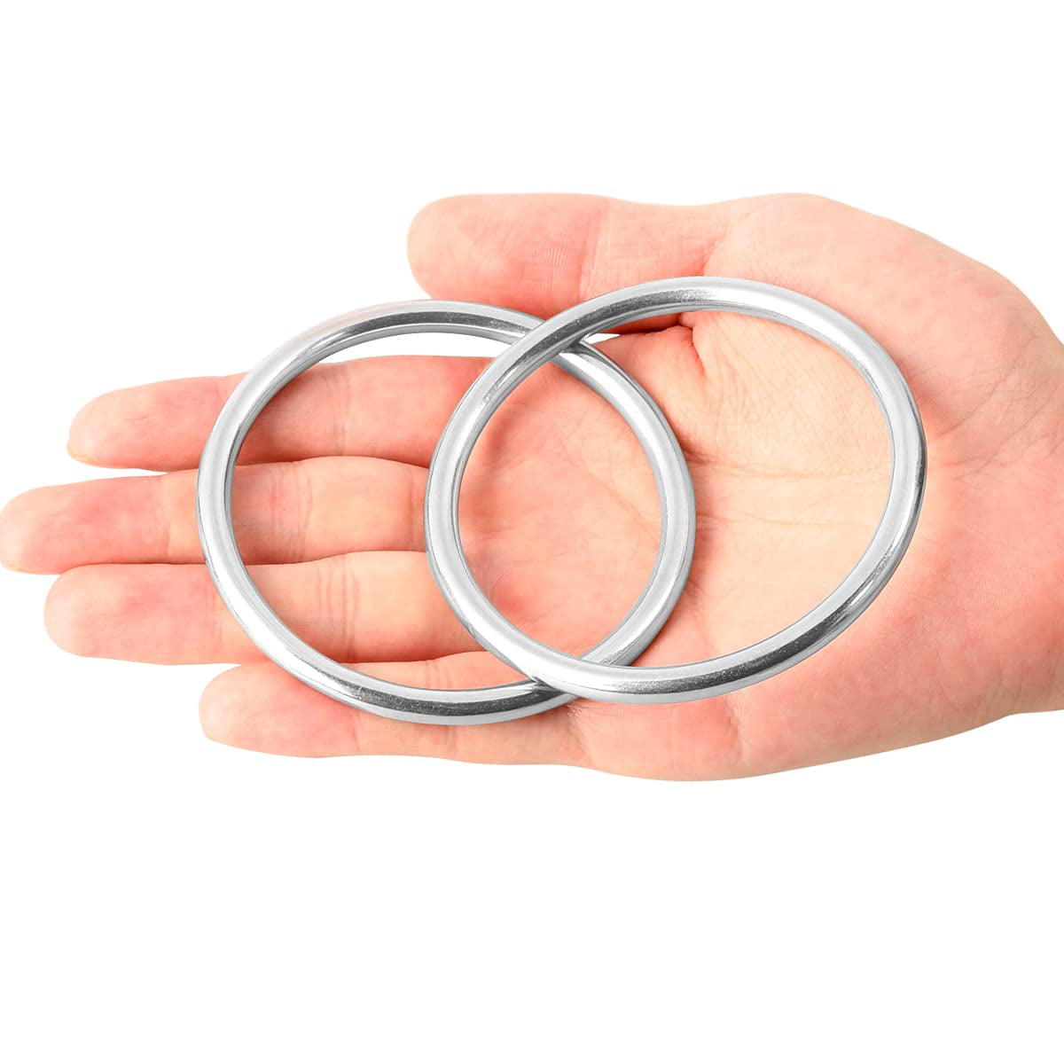 3" Seamless Metal O Ring, 4 Pack 304 Stainless Steel Rings Load 440Lbs, Solid, Heavy Duty Multi-Purpose Metal O-Ring for Macrame,Dog Leashes