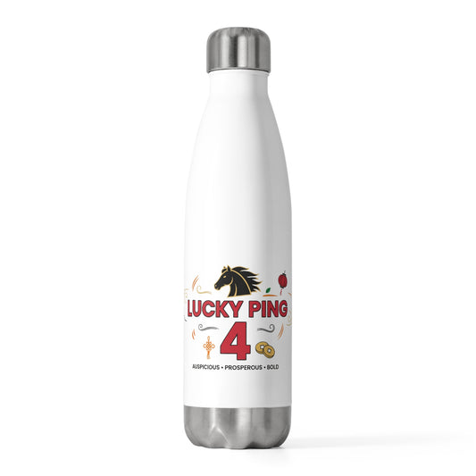 Lucky Ping Fire Horse | 20oz Insulated Tumbler Bottle + Travel Cup | Lunar New Year Gift for Family & Friends | Bold Red Gold