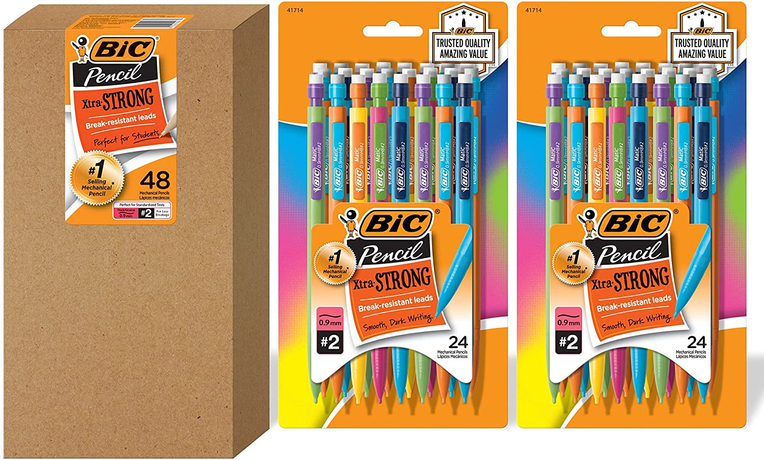 Xtra-Strong Thick Lead Mechanical Pencil, with Colorful Barrel Thick Point (0.9Mm), 24-Count Pack, with Erasers (MPLWP241)