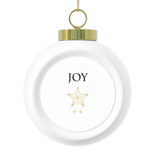 Christmas Ball Ornament – Joy Ceramic Ornament with Gold Ribbon