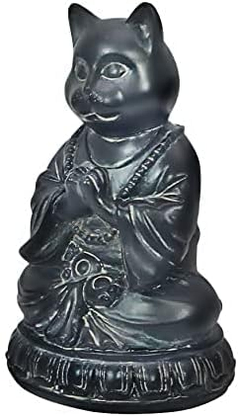 Cat Statue Kitten Cute Pet Yoga Zen Pose Dhyana Mudra Buddha Sculptures Collectible Vintage Figurines 6 Inch