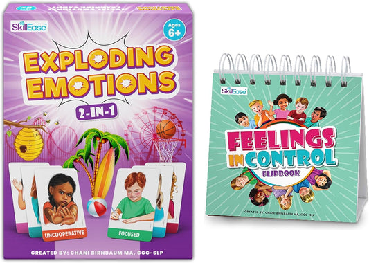 Feelings in Control Flipbook and Exploding Emotions 2 in 1 Emotions and Card Game, to Build Social Emotional Learning and Social Skills, Made by Speech Therapist and Mom