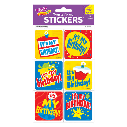 It's My Birthday Tear & Share Stickers®, 30 Count