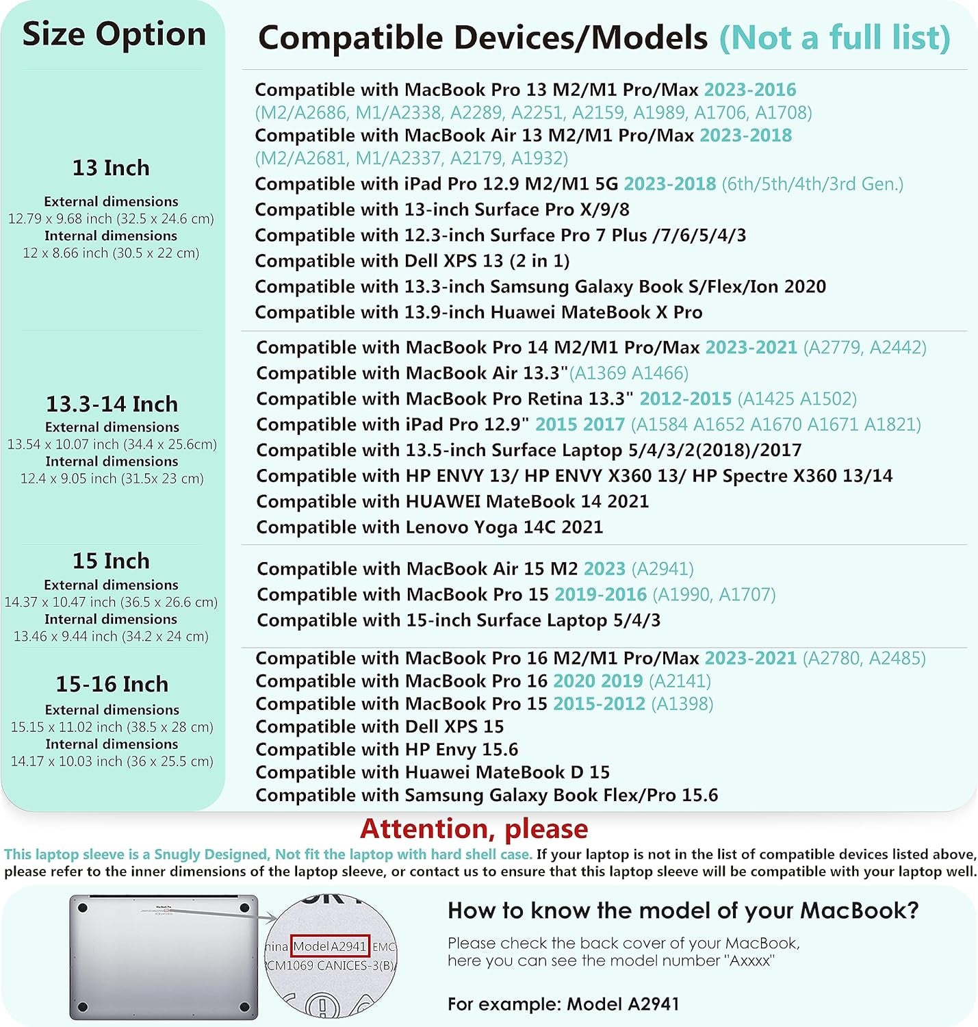 13.3-14 Inch Laptop Sleeve for Macbook Pro 14 M3/M2/M1 A2992 A2918 A2779 2024-2021, 13.8/13.5 Surface Laptop, Macbook Air 13, with Pouch, Black