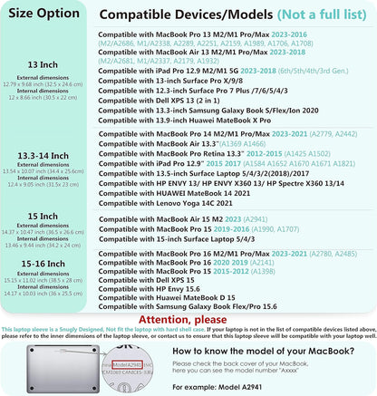 13.3-14 Inch Laptop Sleeve for Macbook Pro 14 M3/M2/M1 A2992 A2918 A2779 2024-2021, 13.8/13.5 Surface Laptop, Macbook Air 13, with Pouch, Black