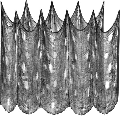 Halloween Black Creepy Cloth 79 X 400In Giant Spooky Cheesecloth Decoration Scary Gauze Cloth for Halloween Party Supplies Haunted Houses Outdoor Yard Home Wall Doorways Decor