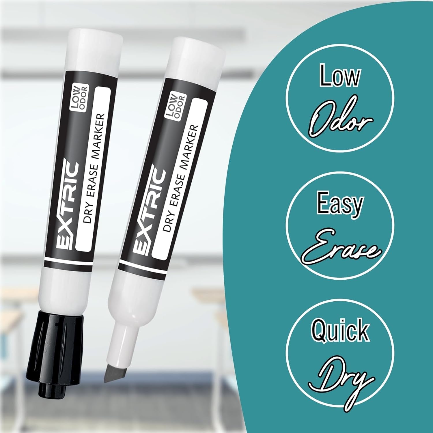 Dry Erase Markers, 12 Count Chisel Tip White Board Markers (Black Classroom Pack)