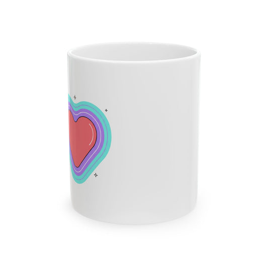 Gradient Aura Mesh Valentine Colors | 11oz Ceramic Coffee Mug for Daily Sips | Galentine’s & Friendship Gift | Y2K Aesthetic