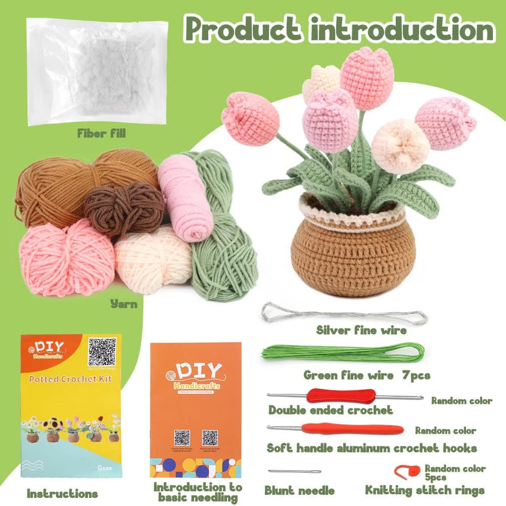 Crochet Kit for Beginners,Crochet Kit Beginner Crochet Starter Kit for Complete Beginners Adults, Crocheting Knitting Kit with Step-By-Step Video Tutorials