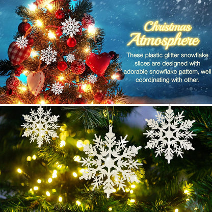 46 Snowflake Mixed Decoration Set for Winter Wonderland Christmas Tree Window Door Accessories