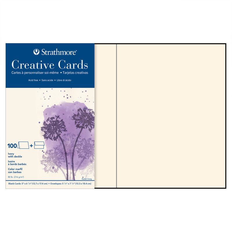Creative Cards & Envelopes, Ivory with Deckle Edge, Full Size, 5x6.875 inch, Pack of 100