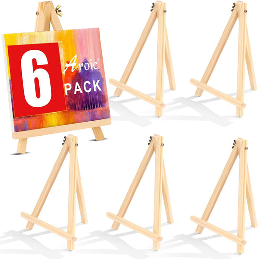 6 Pack 9 Inch Wood Easels, Easel Stand for Painting Canvases, Art, and Crafts., Tripod, Painting Party Easel, Kids Student Tabletop Easels for Painting, Portable Canvas Photo Picture Sign Holder