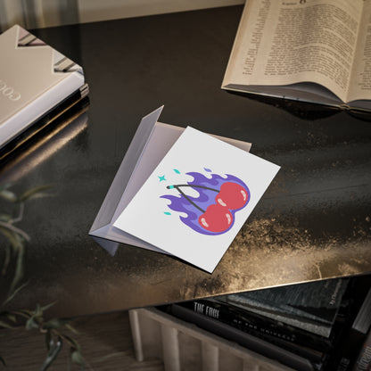 Cherry Pair Flames | Valentine Greeting Card + Postcard | Lover, Galentine & Friend Gift | Y2K Edgy-Cute Aesthetic