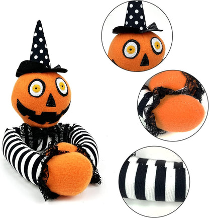 2 Pack Halloween Curtain Buckle Doll Pumpkin Curtain Tieback Hold Back Fastener for Window Home Hotel Room Decoration (Orange and Black)