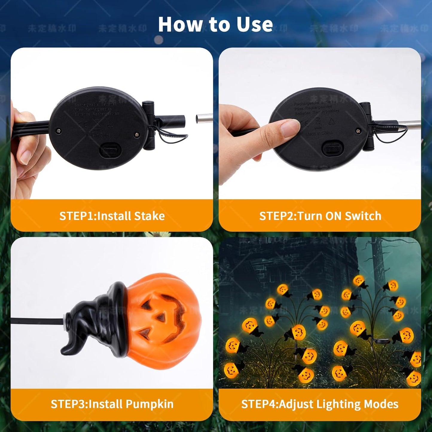 Halloween Decorations Outdoor, Solar Halloween Garden Lights, Solar Firefly Lights Outdoor Waterproof for Yard (Pumpkin2P)