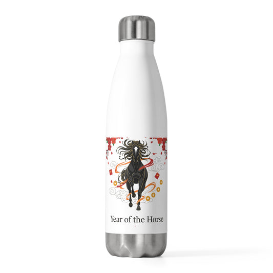 Fire Horse Leaping Cherry Blossoms | 20oz Insulated Tumbler Bottle, Travel & Daily Use | Lunar New Year Gift for Family & Friends | Paper Cut Style