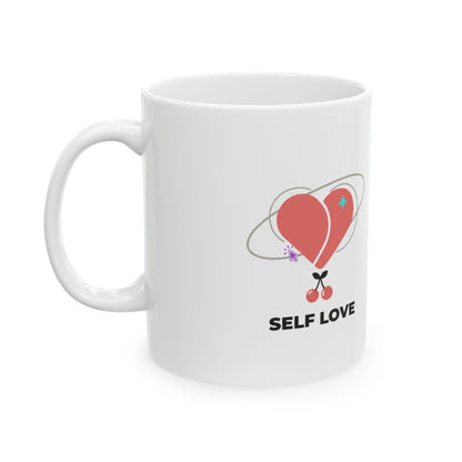 Minimal Love Heart Line Art | 11oz Ceramic Coffee Mug for Daily Sips | Valentine & Galentine Gift | Modern Minimal Aesthetic