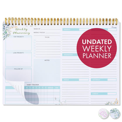 Weekly Undated Planner Notepad 8.5x12  –  52 Week Calendar & To Do List for