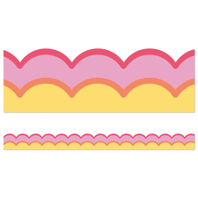Happily Ever Elementary Retro Remix Warm Waves Scalloped Bulletin Board Borders, 39 Feet