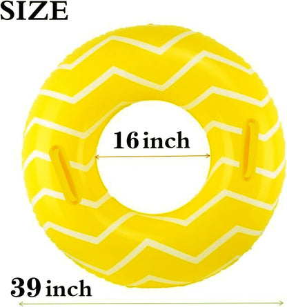 2 Pack Inflatable Pool Tubes with Handles, 39” Inner Tubes for Floating, round Pool Float, Beach Swim Ring Floaties, Pool Party Toys for Teens Adults