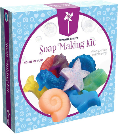 Soap Making Kit for Kids, DIY Complete Set with Molds, Scents, Dye, Glitter, Foaming Net - Great for Science Projects and Crafts