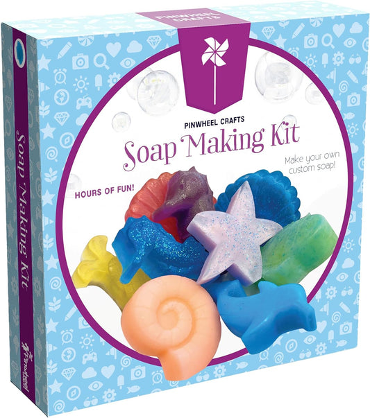 Soap Making Kit for Kids, DIY Complete Set with Molds, Scents, Dye, Glitter, Foaming Net - Great for Science Projects and Crafts