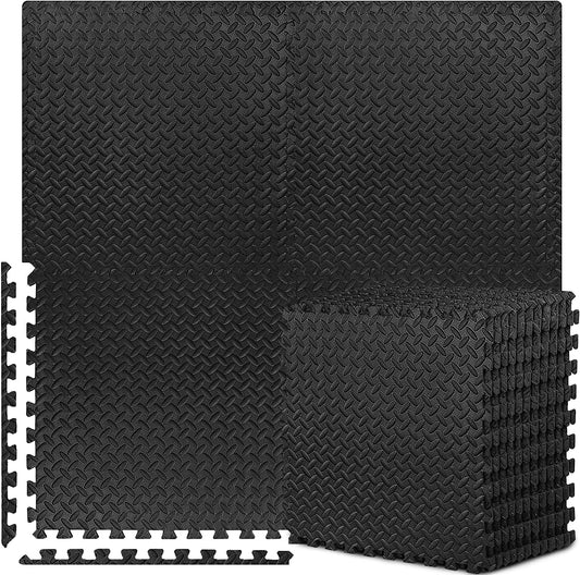 Puzzle Exercise Mat with 12/24/48 Tiles Interlocking Foam Gym Mats, 24'' X 24'' EVA Foam Floor Tiles, Protective Flooring Mats for Gym Equipment