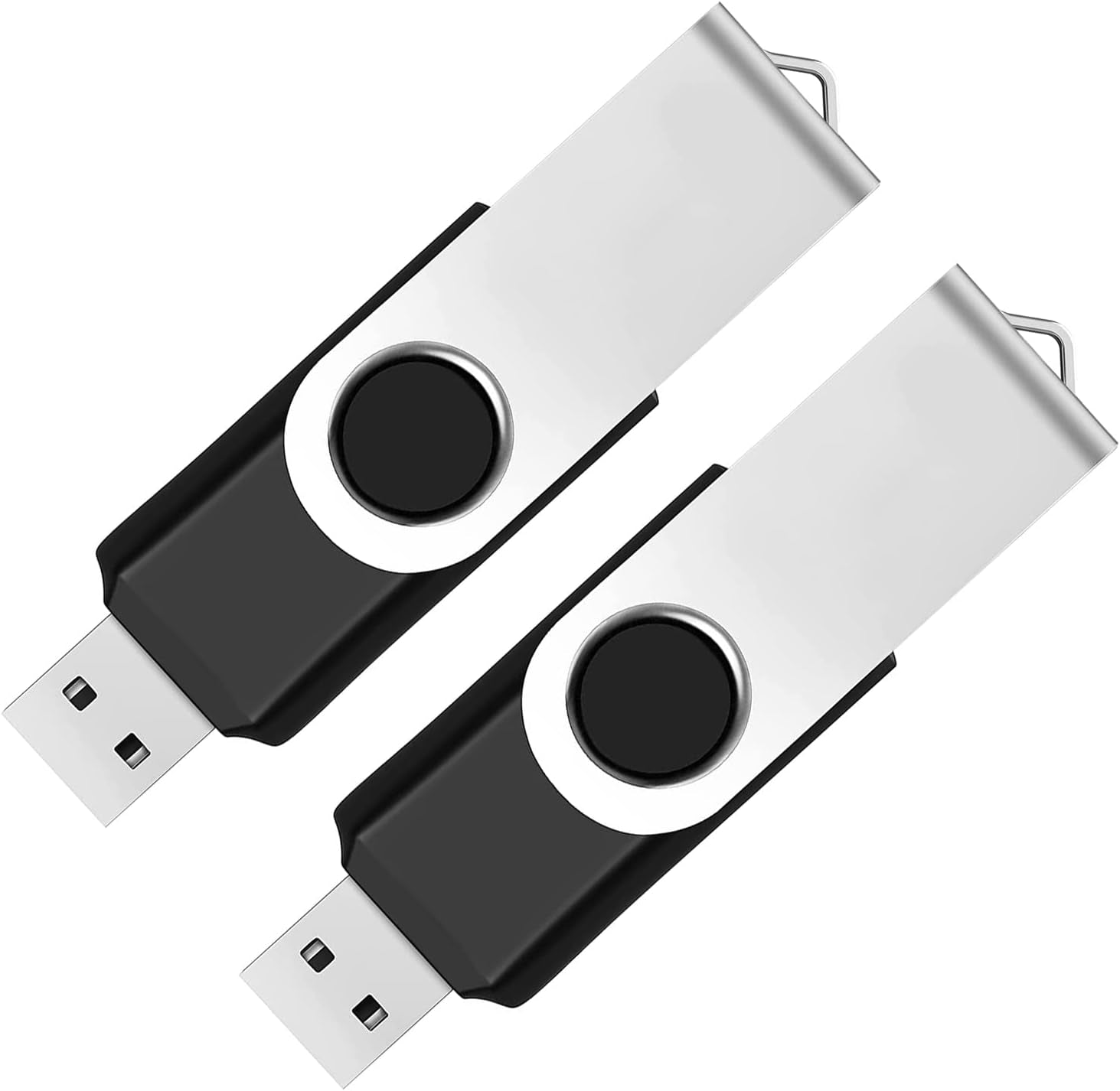 2 Pack 64GB USB Flash Drive USB 2.0 Thumb Drives Jump Drive Fold Storage Memory Stick Swivel Design - Black