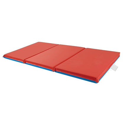 Premium Folding Rest Mat, 3-Section, 2In, Sleeping Pad, Blue/Red