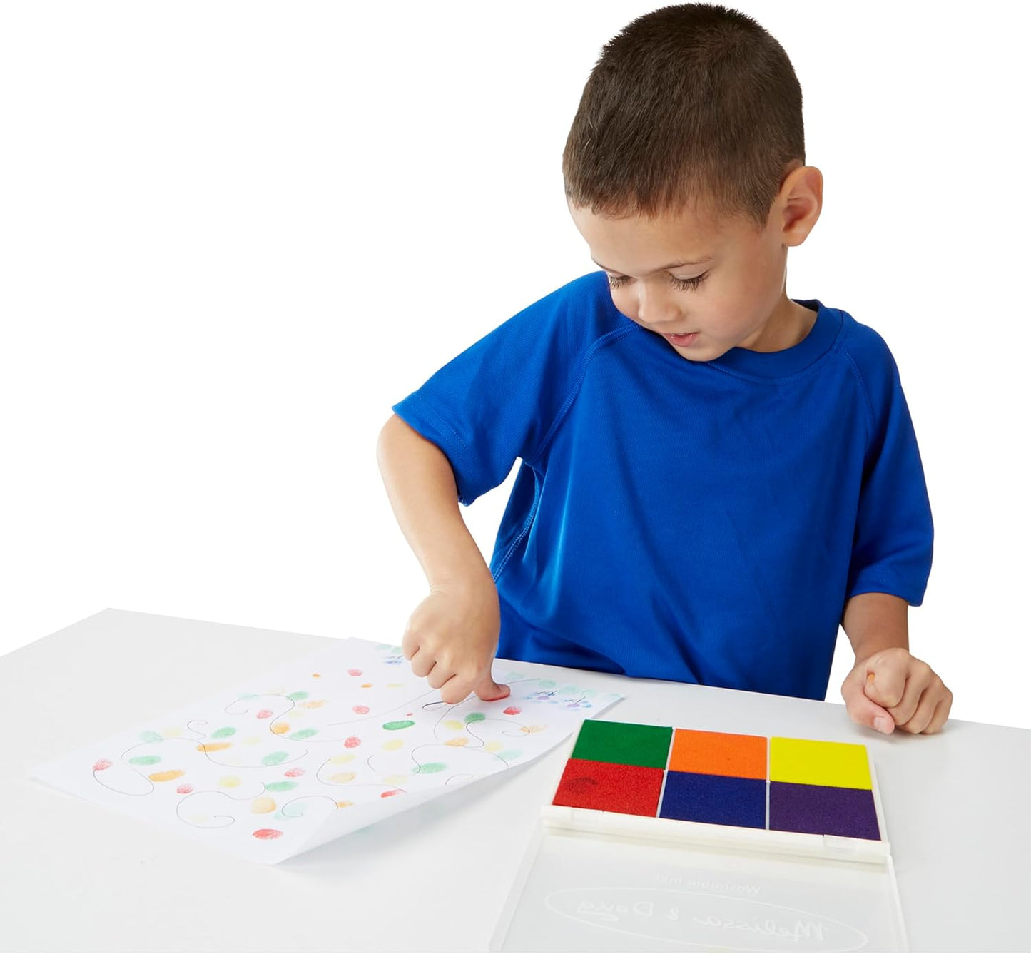 Rainbow Stamp Pad for Rubber Stamps, Arts and Crafts Supplies for Kids Ages 4+, 6 Washable Inks