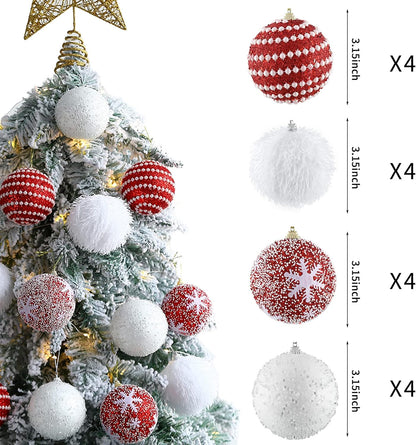 Pastel Christmas Tree Ball Ornament Set 12Pcs 3.15Inch Pink Yellow Blue Green Foam Christmas Ball Ornaments Xmas Tree Decor Holiday Decoration