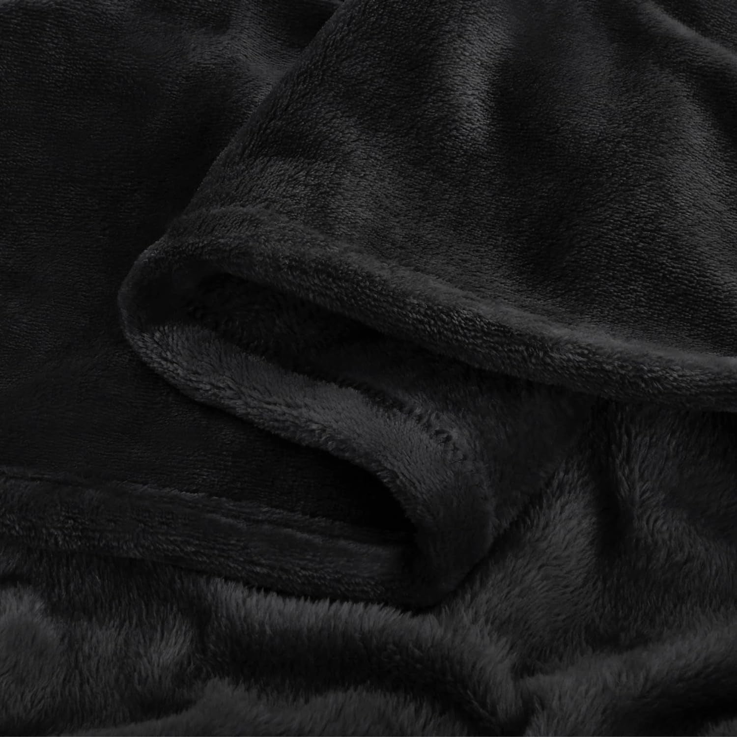 Fleece Blanket Black Throw Blankets for Couch & Bed, Luxury Plush Cozy Fuzzy Blanket 50X60 Inches, Super Soft Warm Lightweight Throw Blanket for Travel Camping