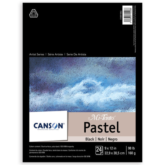 Artist Series Mi-Teintes Pastel Pad, Black, Foldover Binding, 24 Sheet, 9x12 inch, 1 Count