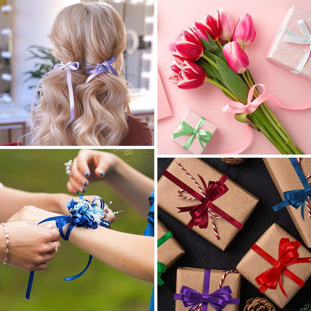 Black Ribbon for Gift Wrapping 3/8 Inch 25 Yds Halloween Ribbon Fall Ribbon Ribbon for Flower Bouquet Fathers Day Thin Ribbons for Crafts Christmas Tree Black Satin Ribbon for Hair Graduation Wedding