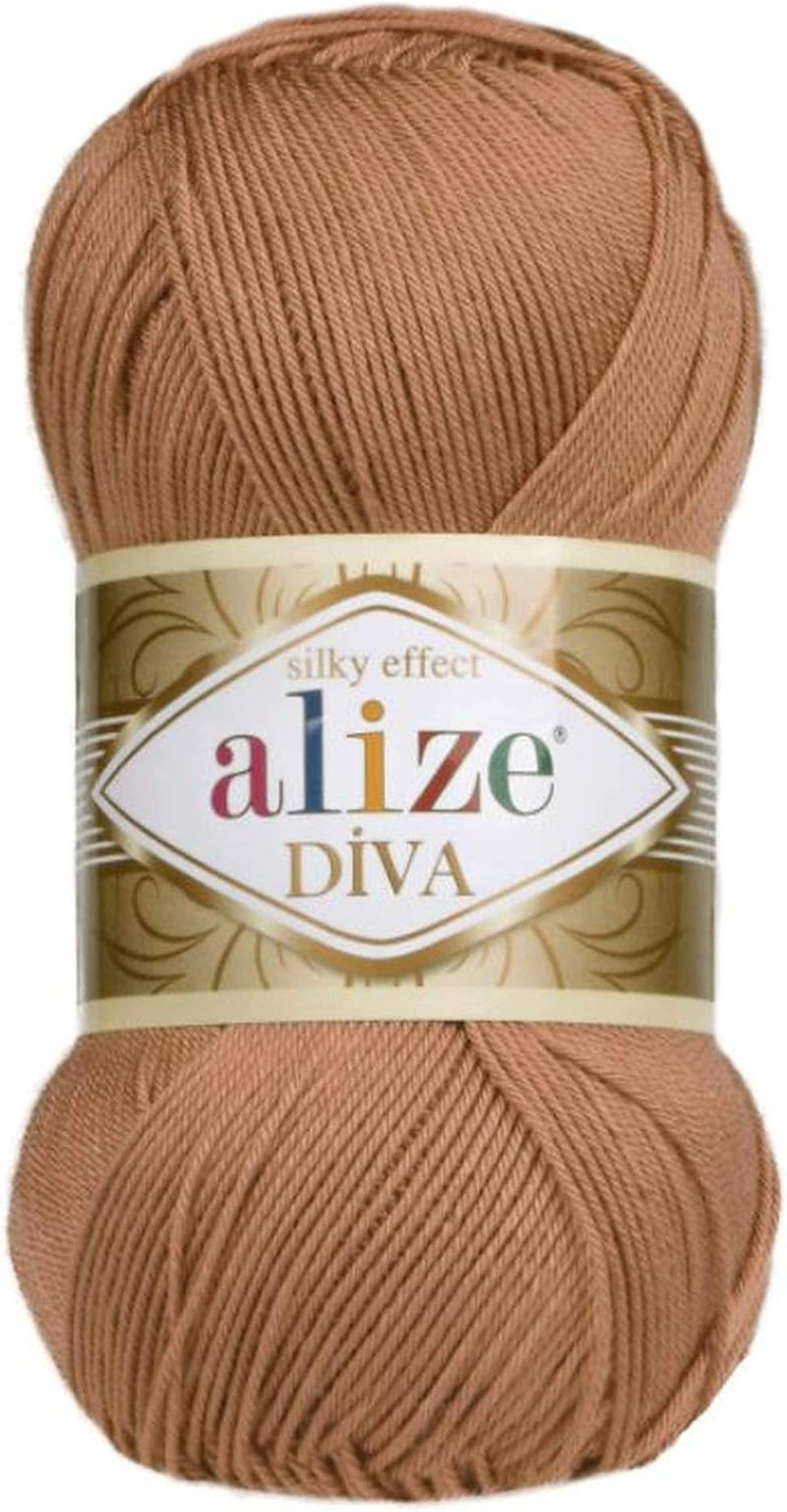 Diva Silk Effect 100% Microfiber Acrylic Yarn 1 Ball Skeins 100Gr 383Yds Color (361 - Navy)