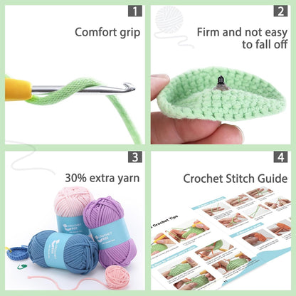 Crochet Kit for Beginners: Highland Cow Crochet Kit, Learn to Crochet, Include Easy Knitting Soft Yarn, Step-By-Step Video Tutorial, Hook, Holiday Birthday Gift for Adults and Kids(30%+ Yarn)