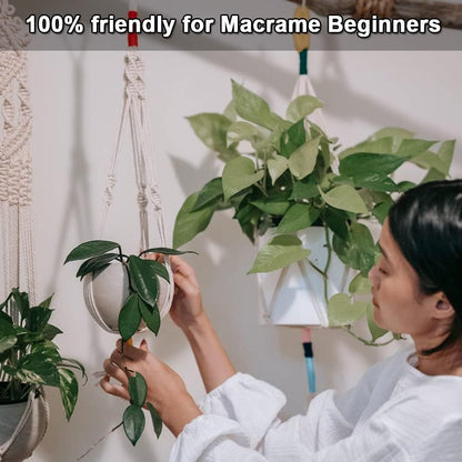 DIY Macrame Kit for Adults Beginners Craft for Making 3 Macrame Plant Hangers Macrame Wall Decor Macrame Supplies Wooden Beads Wooden Rings Metal Rings Macrame Kits for Starter