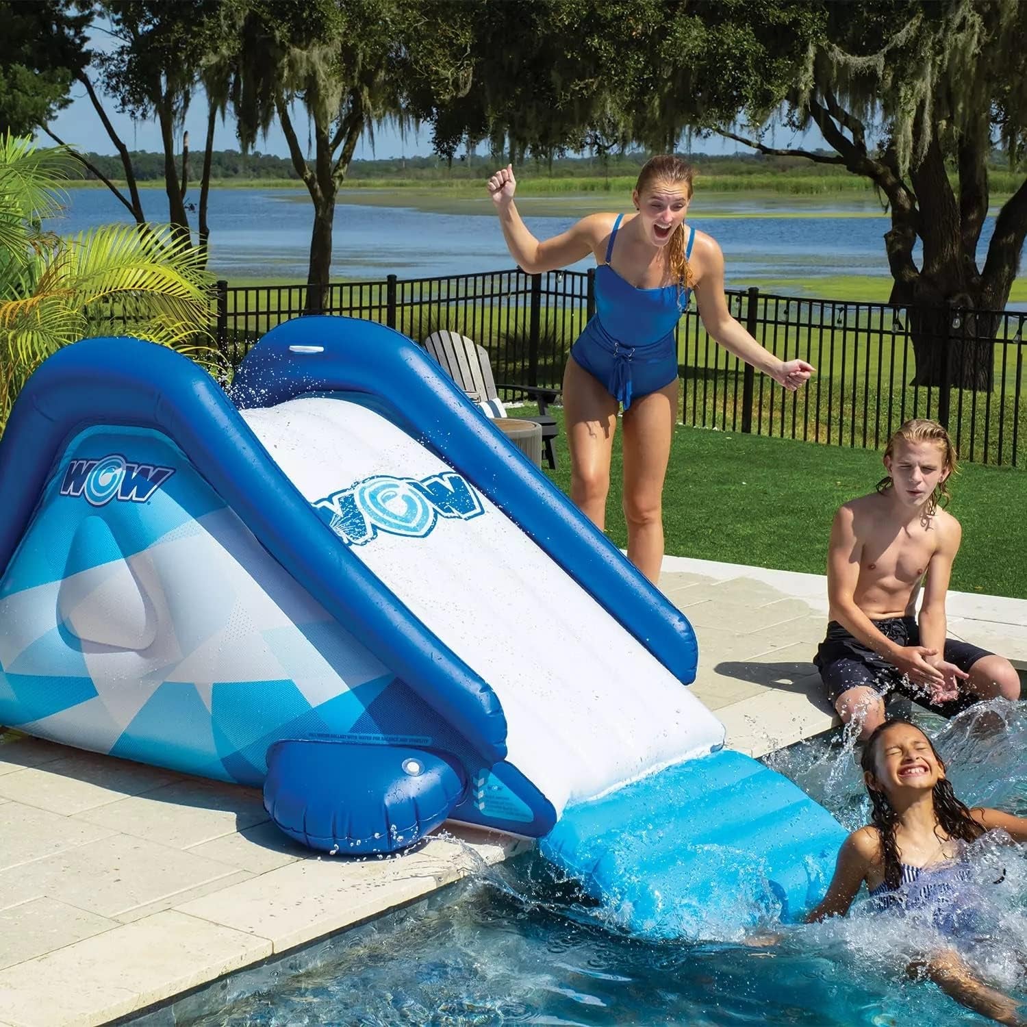 Cascade Pool Slide, Inflatable Slide with Sprinkler