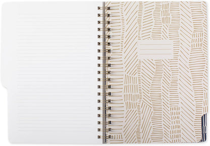 Studio Large Tab Notebook,Tribal Lines, Flexible Paperback Cover, College Ruled, 5 Subject/Die-Cut Dividers, 7.25" X 10", 180 Lined Pages (343007), Multicolor