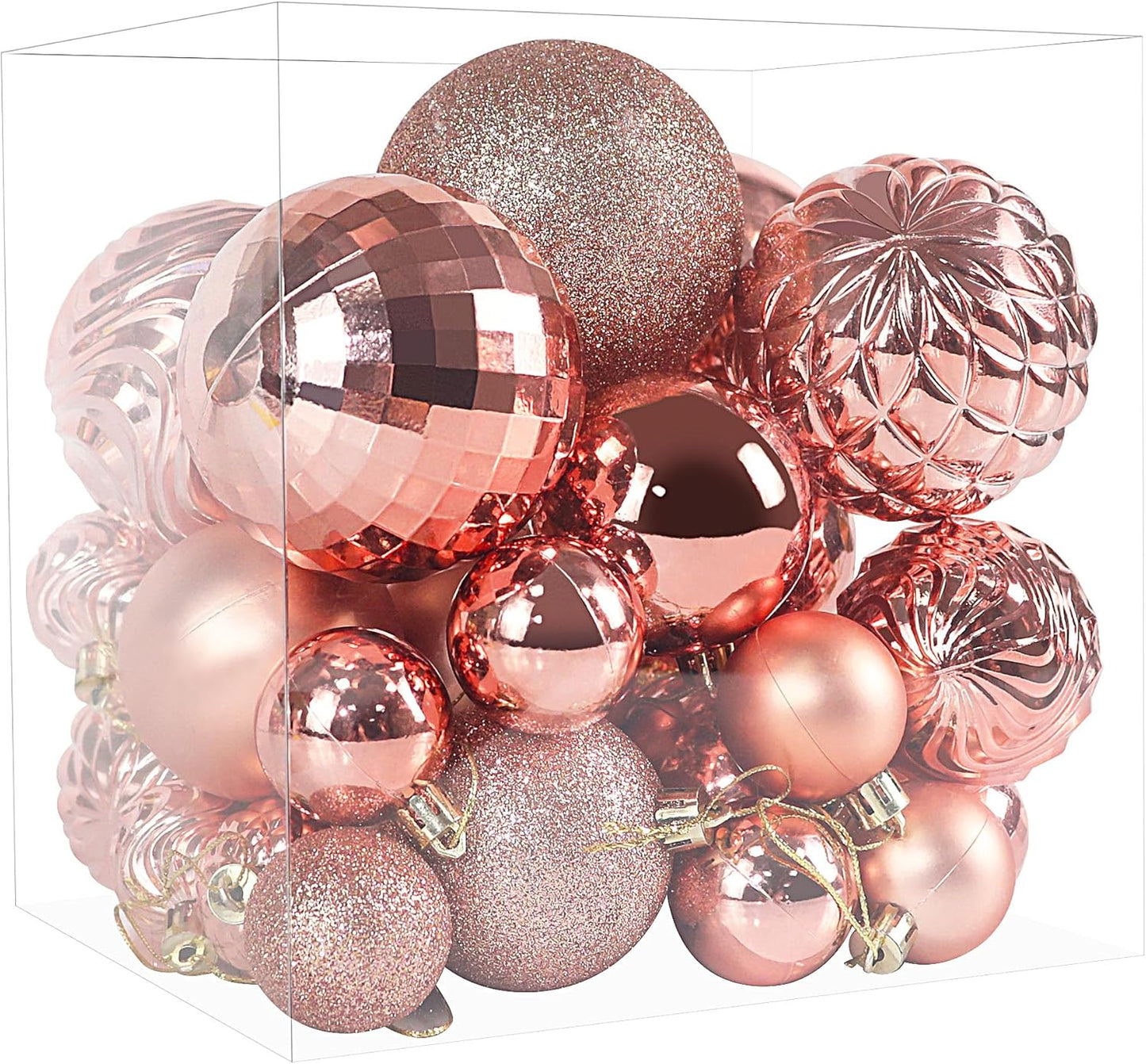 Christmas Tree Ornaments - 36 PCS Shatterproof Christmas Ball Ornaments Set for Christmas, Holiday, Wreath & Party Decorations (Multi-Size, Rose Gold)