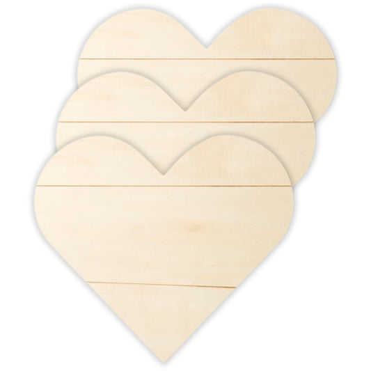 Heart Sign, Plywood, 11.81" x 10.59", Pack of 3