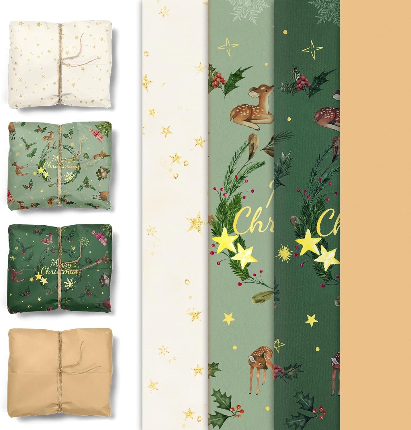 Mother'S Day Tissue Wrapping Paper, 24 Sheets Green Art Tissue Paper for Moms Birthday Gift Packing, Cute Butterfly Flower Gift Wrap Paper, 15 X 20 Inches