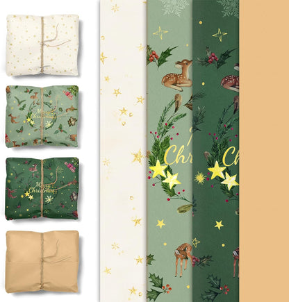 Mother'S Day Tissue Wrapping Paper, 24 Sheets Green Art Tissue Paper for Moms Birthday Gift Packing, Cute Butterfly Flower Gift Wrap Paper, 15 X 20 Inches