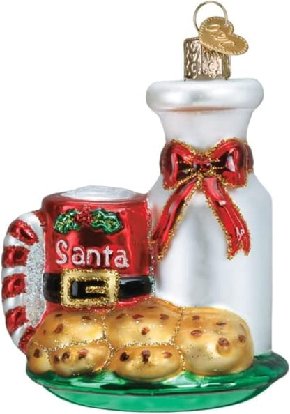 Santa'S Milk and Cookies Glass Blown Ornament for Christmas Tree