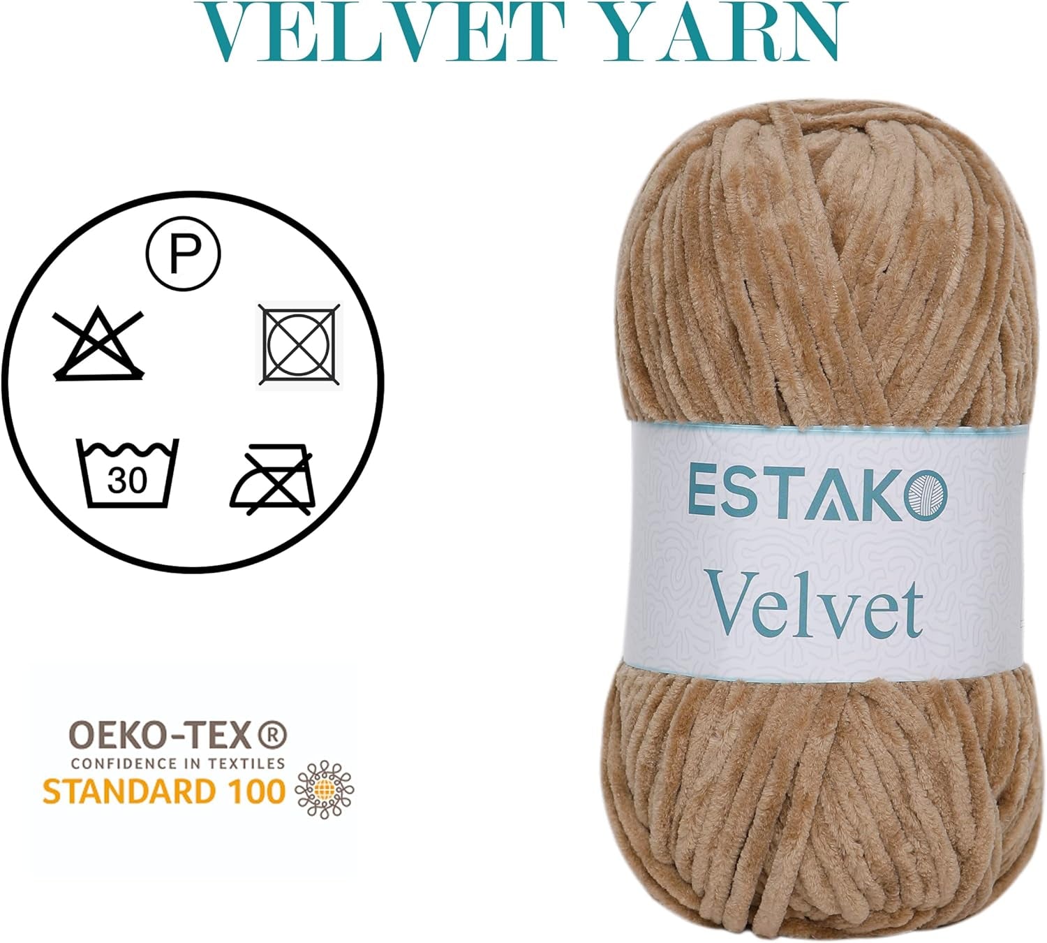 Velvet Chenille Blanket Amigurumi Yarn for Crocheting and Knitting Super Bulky 100 Gr (132 Yds) (1430 - Camel)