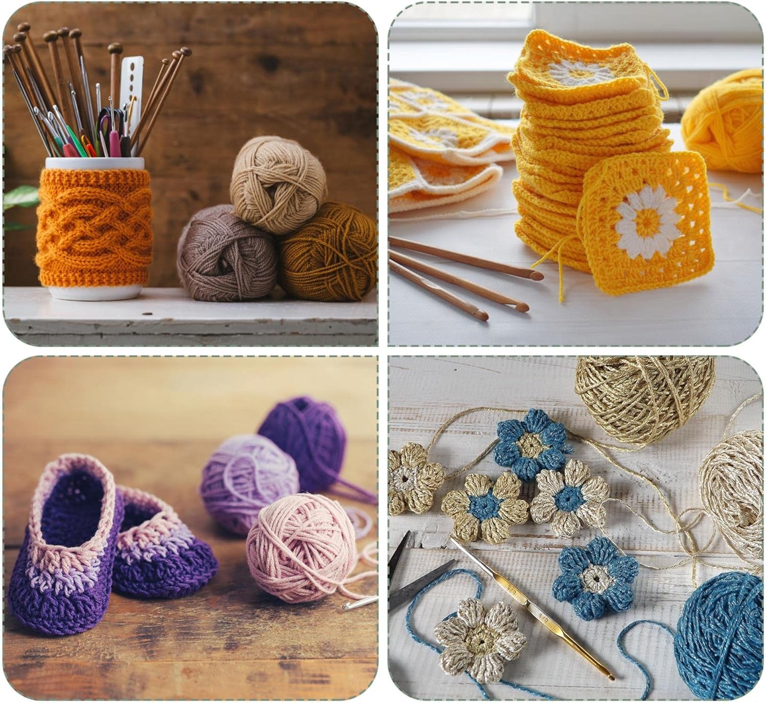 Aluminum Crochet Hook 5Mm US Size H (Size 8) Knitting Needles for DIY Craft Yarn Blue 6Pcs