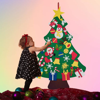 DIY Felt Christmas Tree with 30Pcs Ornaments, Xmas Gifts for Kids New Year Handmade Christmas Door Wall Hanging Decorations